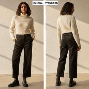 JOURNAL STANDARD Black Corduroy High Waisted Wide Leg Trousers Made in Japan 36